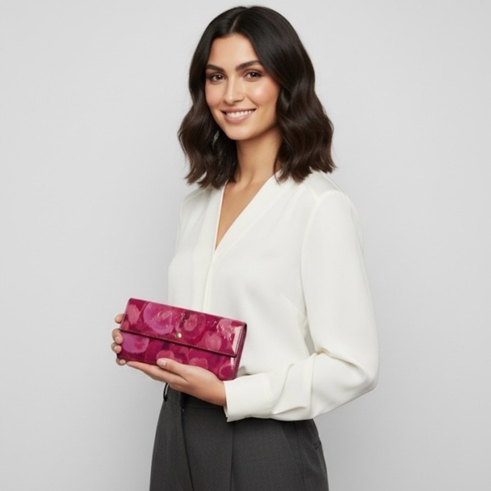 Louis Vuitton Rose Indian Ikat Vernis Sarah Wallet